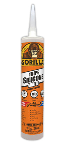 Gorilla 8060002 Silicone Sealant, White , 10oz