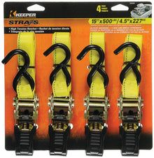 05506 15' RATCHET TIEDOWN, 4PK, 500LB