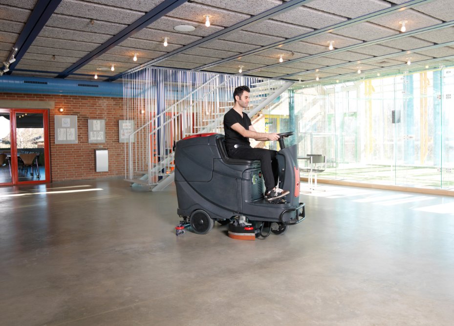 Floor Scrubber,Ride On, 28", Battery Powered (1)