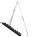 Extension ladder leaning against a set of stairs on a white background