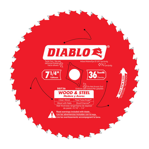 Diablo 7-1/4'' 36 Tooth Wood & Metal Cir Saw Blade