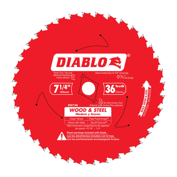 Diablo 7-1/4'' 36 Tooth Wood & Metal Cir Saw Blade