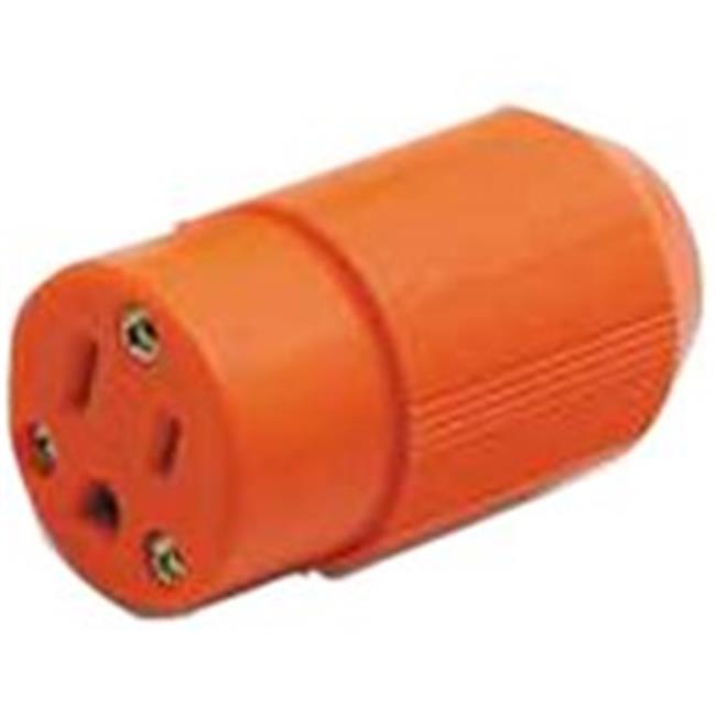 Eaton auto grip straight blade connector, #16 - #12 AWG, 15A, Industrial, 125V, Orange, Brass, 5-15R, Two-pole, three-wire, grounding, Nylon