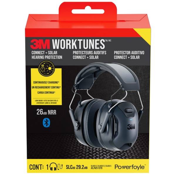 3M™ WorkTunes™ Connect + Solar Wireless Hearing Protector with Bluetooth® Technology 90573-DC, 3/Case