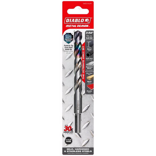 31/64" Metal Demon Drill Bit for Mild, Hardened & SS