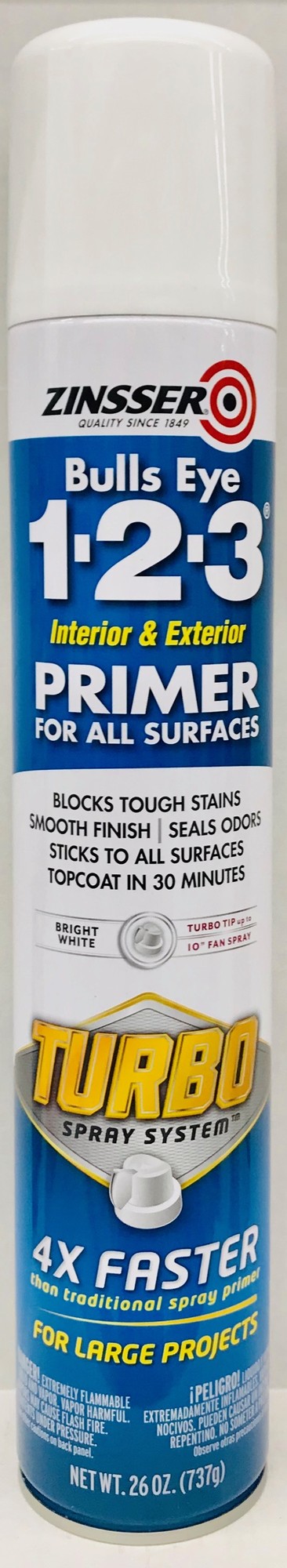 ZinsserÂ® - Bulls Eye 1-2-3 Turbo Spray Primer - 26 oz. Spray - White
