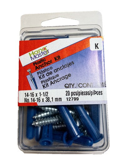 Drywall Anchor With Screw #14-#16 x 1-1/2'' (20/pack)