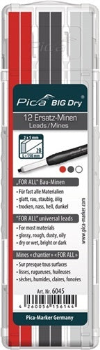 Pica BIG-Dry Refill-set FOR ALL 4 red  4 graphite  4 white (12 leads/pack)