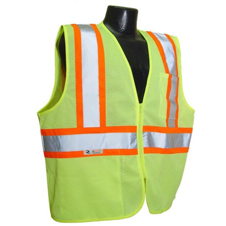 SV22-2 Economy Type R Class 2 Mesh Safety Vest with Two-Tone Trim - Green - Size L