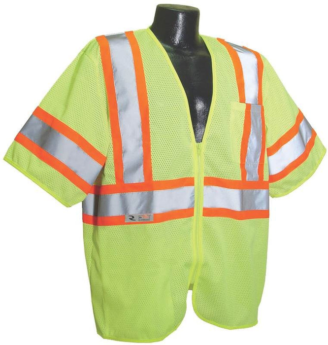 SV22-3 Economy Type R Class 3 Mesh Safety Vest with Two-Tone Trim - Green - Size L