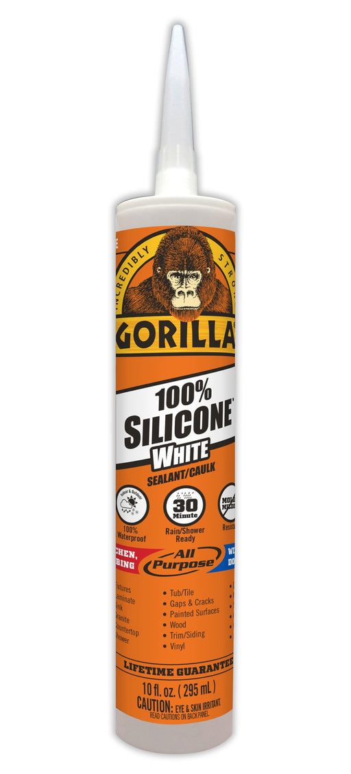Gorilla 8060002 Silicone Sealant, White , 10oz