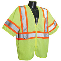 SV22-3 Economy Type R Class 3 Mesh Safety Vest with Two-Tone Trim - Green - Size XL