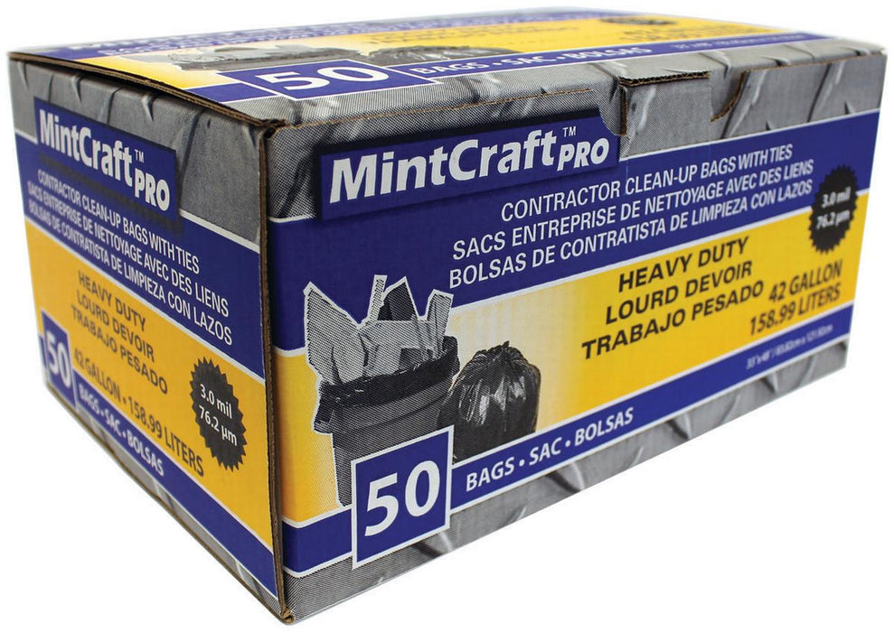 3 mil Contractor Trash Bags - 50ct - 7 Bushel - 42 Gal