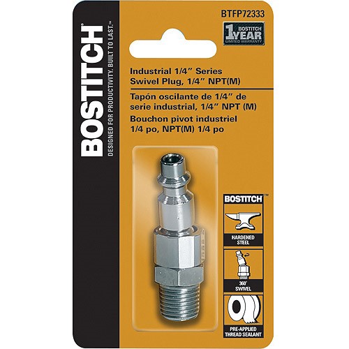 BOSTITCH Industrial 1/4-Inch Series Swivel Plug With 1/4-Inch Npt Male Thread