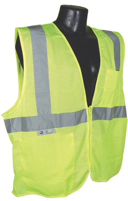 SV2Z Economy Type R Class 2 Mesh Safety Vest with Zipper - Green - Size L