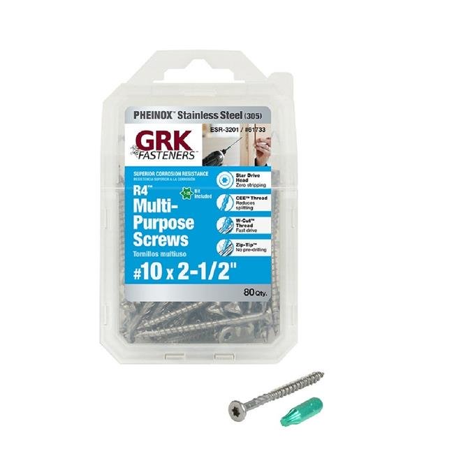 61733  SCREW DCKNG 305SS NO10X2-1/2IN 80 Pack