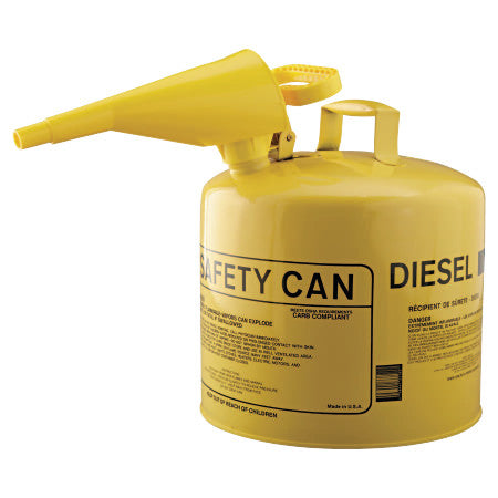 UI50FSY 5 Gallon Metal Safety Can - Yellow Diesel w/Spout