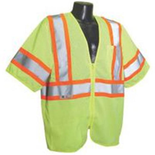 SV22-3 Economy Type R Class 3 Mesh Safety Vest with Two-Tone Trim - Green - Size 2X