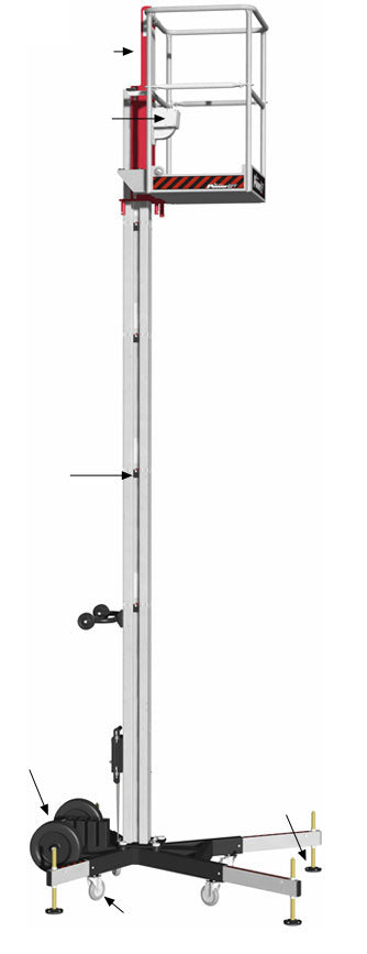 20' Sectional Mast 1 Man Lift Rental, Push Around (0)