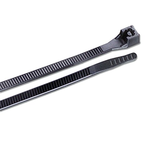 DoubleLock Nylon 6/6 Cable Tie, 8" Length, 2" Max Bundle Dia, Black, 75lb Tensile Strength, (100/Bag)