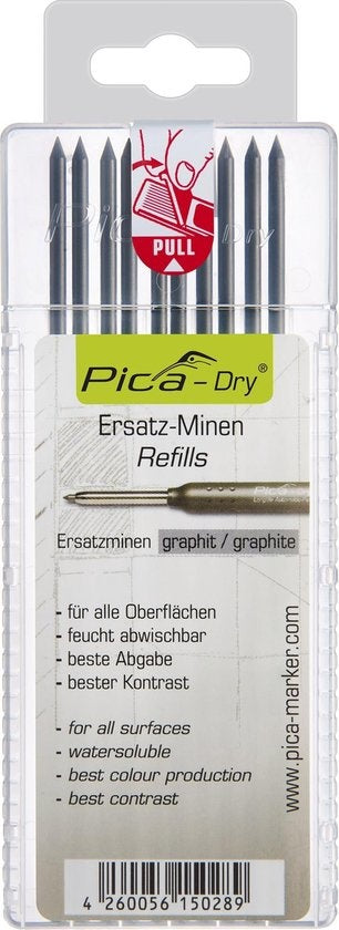 Pica DRY Refill-Set Graphite  blister-version (10 leads/pack)