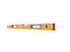 A 32-inch Stabila Type 196-2 yellow aluminum spirit level with red end caps, a central handle, and three vials, wrapped in clear protective film.