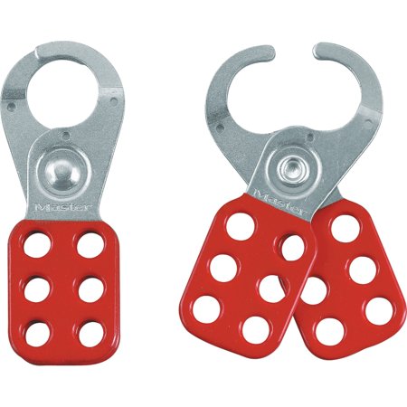 Safety Lockout Hasp, Steel, 1-3/4"W x 4-1/2"L, 1" Jaw dia
