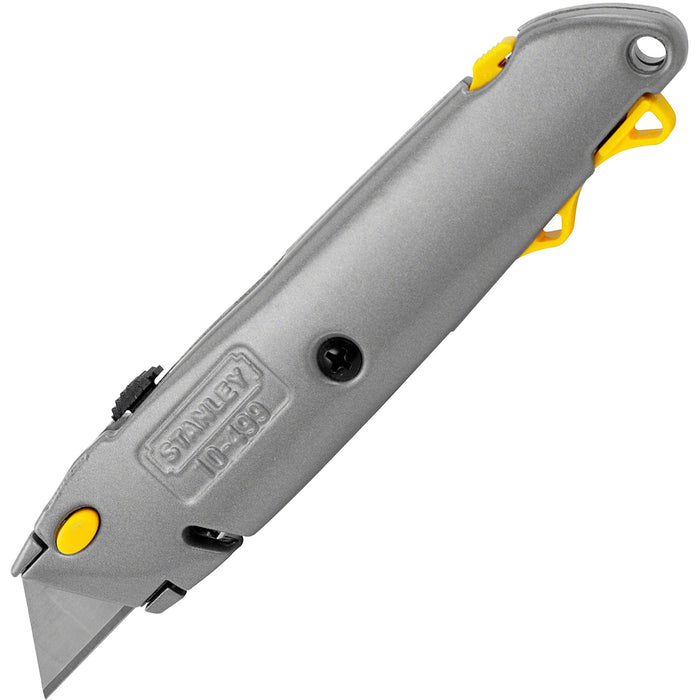 STANLEY 6-3/8 in. Quick-Change Utility Knife with Retractable Blade and Twine Cutter, Silver