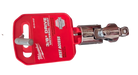 Three different sizes of Milwaukee universal joint adapters on red retail pegboard display cards.