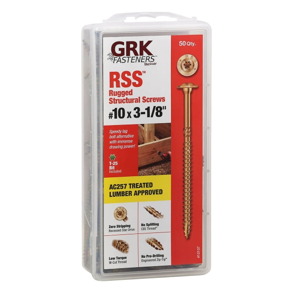 12137  SCREW RSS 10X 3-1/8IN 50 Pack