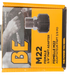 BE Power Equipment M22 female to 3/8 inch FNPT adapter in its yellow and black retail packaging.