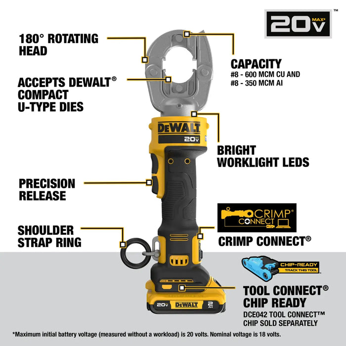 Dewalt 20V Crimping Tool, With Die Kit Included
