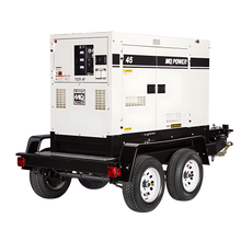 Generator Rental, 26KW (26,000 W) Single Phase, 36KW (45KVA) Three Phase Towable
