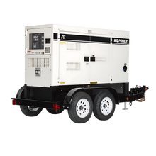 Generator Rental, 40KW (40,000 W) Single Phase, 56KW (70KVA) Three Phase Towable