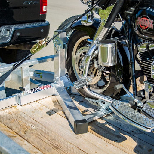 Motorcycle Chock Mount, for use with trailer rental (1)