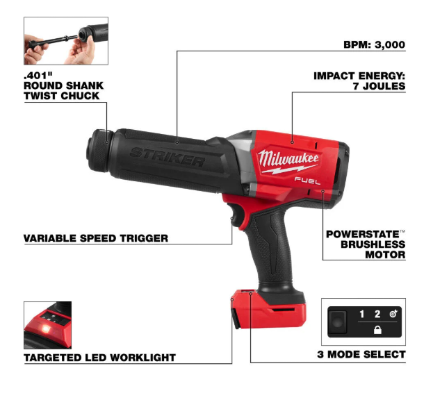 Milwaukee Striker Cordless Hammer Chisel *Includes 5 Piece Chisel Bit Set*