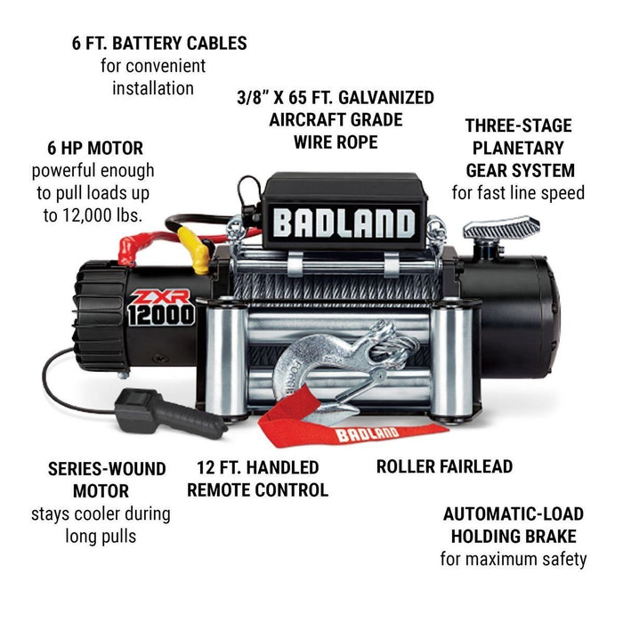 12,000 lb Winch w/ Remote - 50' Cable