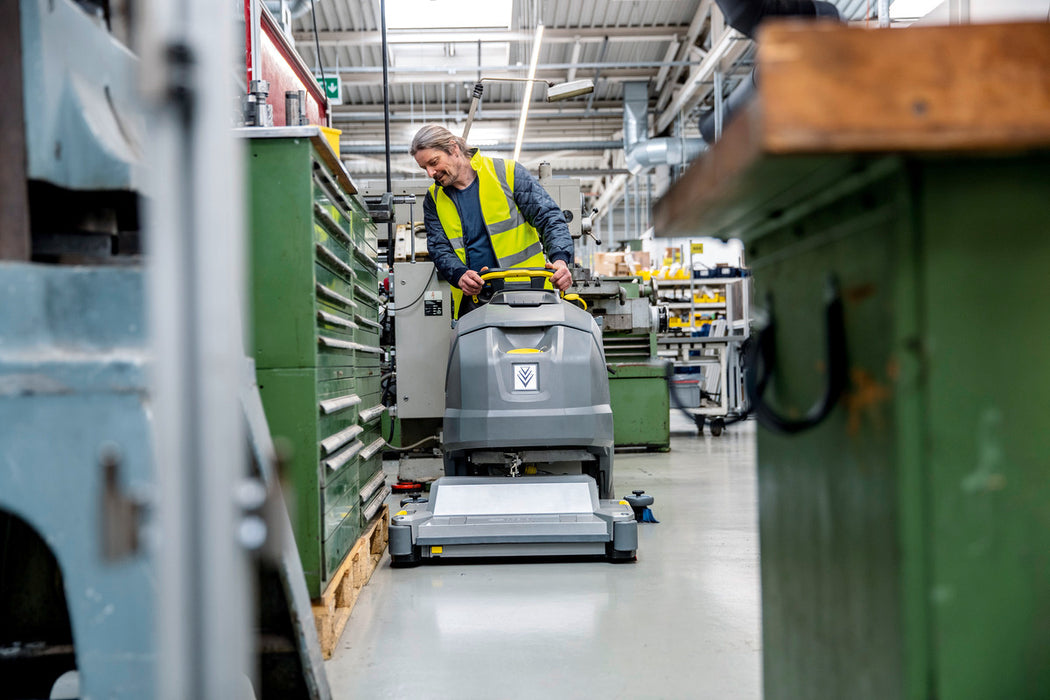 Floor Scrubber, 30" Cylindrical Walk Behind, Li-Ion Battery Powered